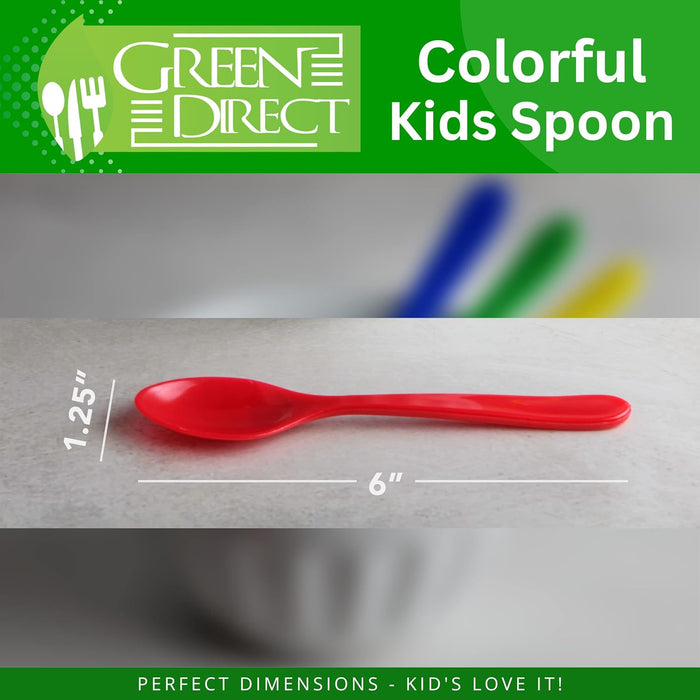 Colorful Kids Spoon Set | Reusable Plastic Utensils Kids Cutlery Set | 20 Pack Spoons Assorted Multiple Colors | Toddler Silverware Set Blue-Red-Green-Yellow
