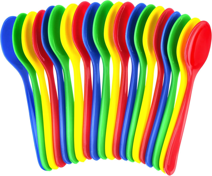 Colorful Kids Spoon Set | Reusable Plastic Utensils Kids Cutlery Set | 20 Pack Spoons Assorted Multiple Colors | Toddler Silverware Set Blue-Red-Green-Yellow