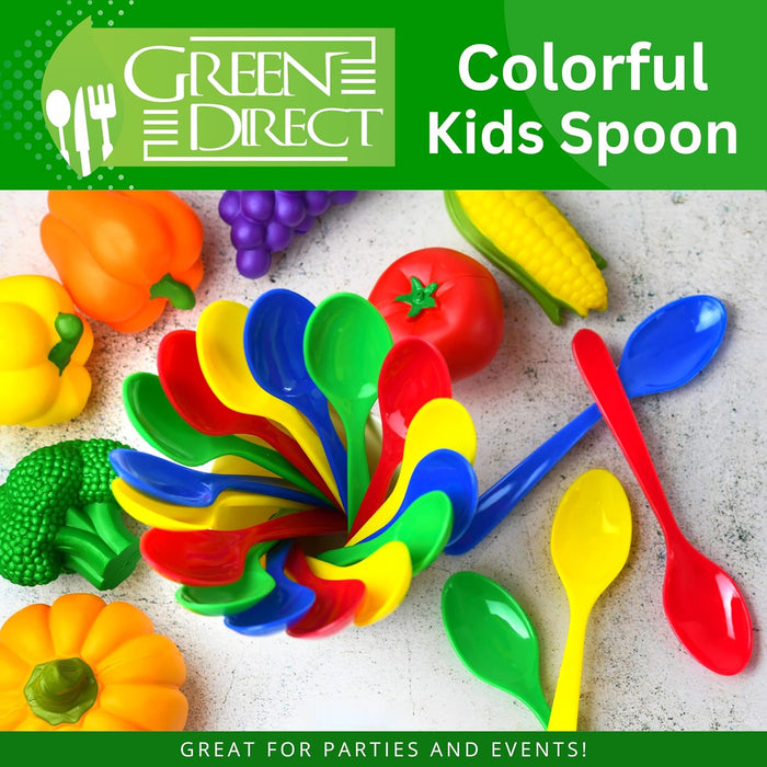 Colorful Kids Spoon Set | Reusable Plastic Utensils Kids Cutlery Set | 20 Pack Spoons Assorted Multiple Colors | Toddler Silverware Set Blue-Red-Green-Yellow