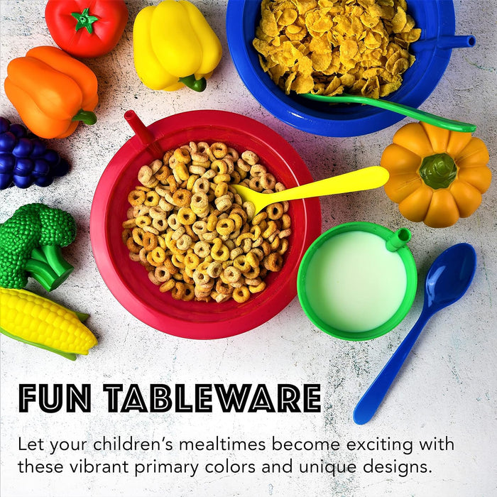 Colorful Kids Spoon Set | Reusable Plastic Utensils Kids Cutlery Set | 20 Pack Spoons Assorted Multiple Colors | Toddler Silverware Set Blue-Red-Green-Yellow