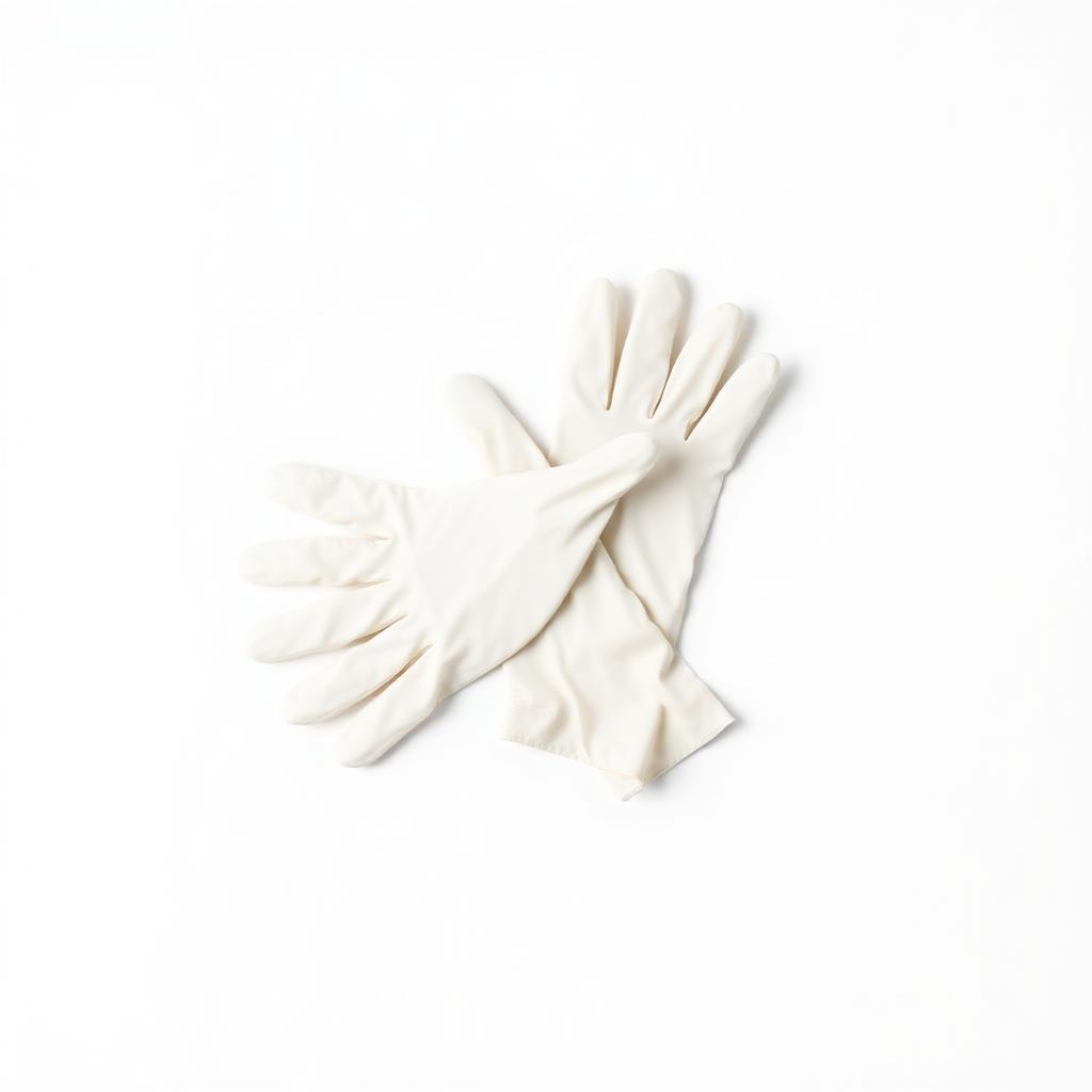 Hands wearing disposable powder-free latex food-service gloves