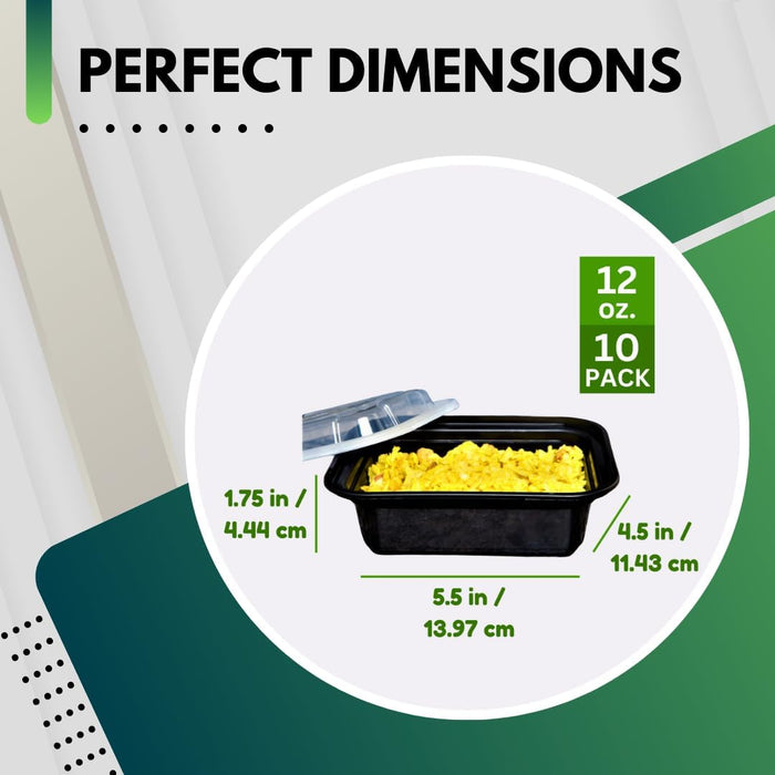 Green Direct 12 oz Food Storage Containers with Lids Microwavable Meal Prep Containers/Portion Control Food Containers Pack of 10