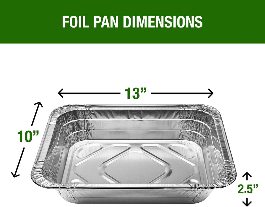 Green Direct Disposable Aluminum Foil Baking Pans with Lids - Half Size (9 x 13 inch) Roasting pan with covers for all kitchen & cooking needs, Pack of 10 pans and 10 lids