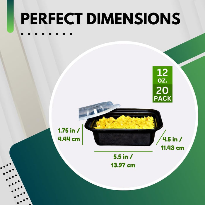 Green Direct Food Storage Containers with Lids Microwavable Meal Prep Containers/Portion Control Food Containers Pack of 50 (12 oz)