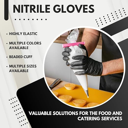 Green Direct Disposable Black Nitrile Gloves, Cleaning - Powder & Latex Free - 100 Count Per Box