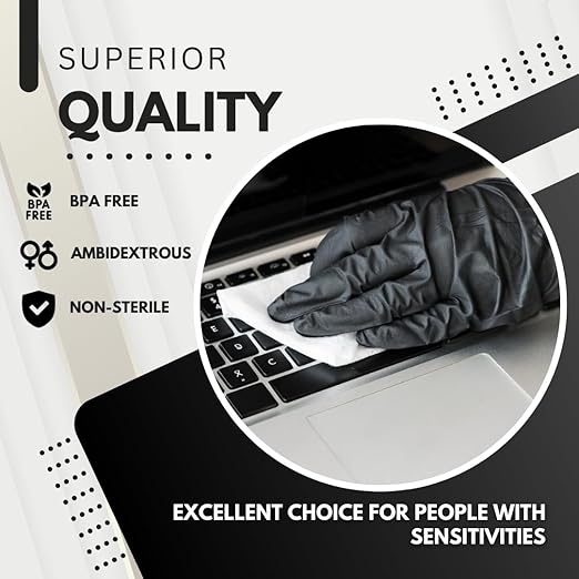 Green Direct Disposable Black Nitrile Gloves, Cleaning - Powder & Latex Free - 100 Count Per Box