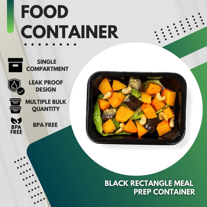 Green Direct Pack of 10 (16 oz) - Disposable Meal Prep and Take out black food containers with lids, Plastic Bento Lunch Box To Go