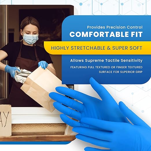 Nitrile Disposable Gloves | Food Prep Kitchen Cooking and Cleaning Gloves Disposable Latex Free, and Powder Free Pack of 100