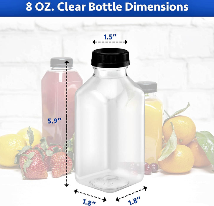 8 oz Plastic Bottles With Lids | Clear Water Bottles | BPA Free Reusable Bottles With Lids | Empty Bottles For Juice | Plastic Clear Empty Plastic Bottles With Caps for Smoothie Pack of 20