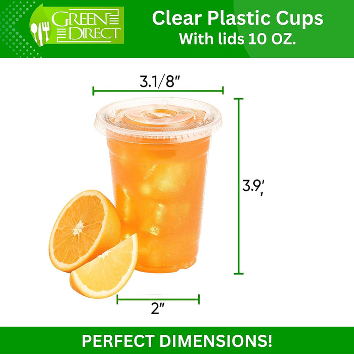 10 oz. Clear Cups With Lids / Clear Disposable Cups / Ice coffee cups & Bubble Boba Tea Cups / Clear Plastic Cups with Lids / Cup with Lid for Cold Drinking & Smoothie Pack of 100