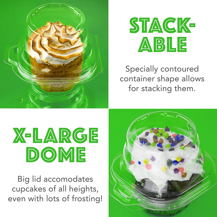 Green Direct Clear Stackable Cupcake Boxes Disposable Individual Cupcake Containers Airtight With Lid Plastic Carrier Bpa Free Cupcake - 25