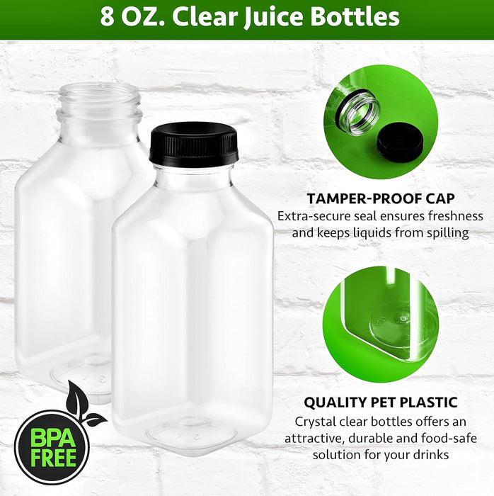 8 oz Plastic Bottles With Lids | Clear Water Bottles | BPA Free Reusable Bottles With Lids | Empty Bottles For Juice | Plastic Clear Empty Plastic Bottles With Caps for Smoothie Pack of 20