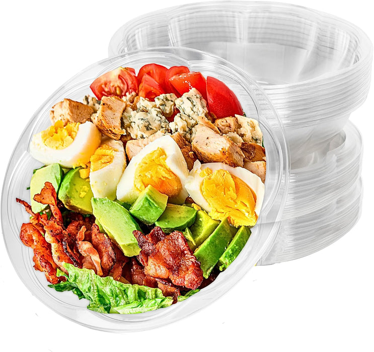 Green Direct 64 oz. Disposable Salad Bowls with Lids - for Meal Prep, Lunch, Serving, To go bowls with lids - Pack of 10