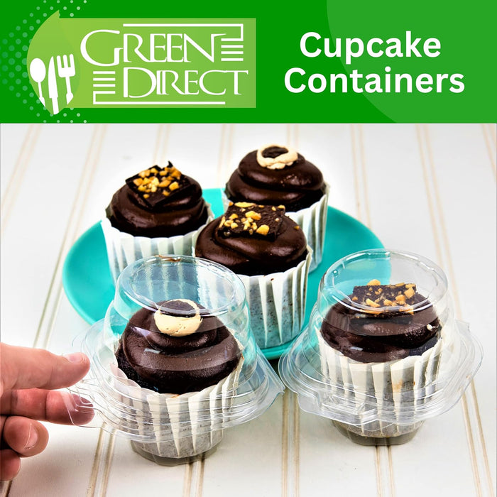 Green Direct Clear Stackable Cupcake Boxes Disposable Individual Cupcake Containers Airtight With Lid Plastic Carrier Bpa Free Cupcake - 25