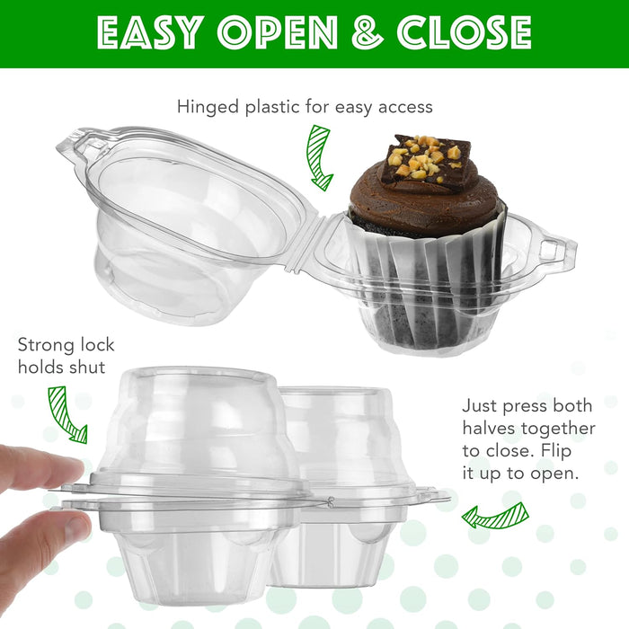 Green Direct Clear Stackable Cupcake Boxes Disposable Individual Cupcake Containers Airtight With Lid Plastic Carrier Bpa Free Cupcake - 25