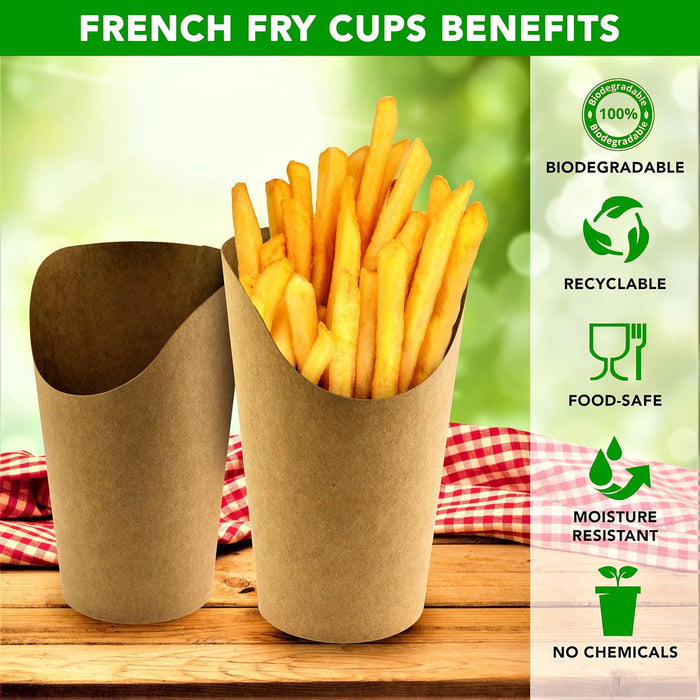 Green Direct Brown 16 oz. French Fry Cups Disposable Paper Cup | Kraft Charcuterie Cups Disposable French Fry Holder | Paper Cups French Fries Holder Pack Of 50 Appetizer Cups