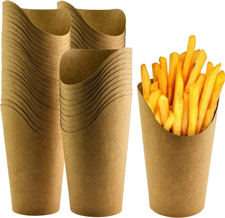 Green Direct Brown 16 oz. French Fry Cups Disposable Paper Cup | Kraft Charcuterie Cups Disposable French Fry Holder | Paper Cups French Fries Holder Pack Of 50 Appetizer Cups