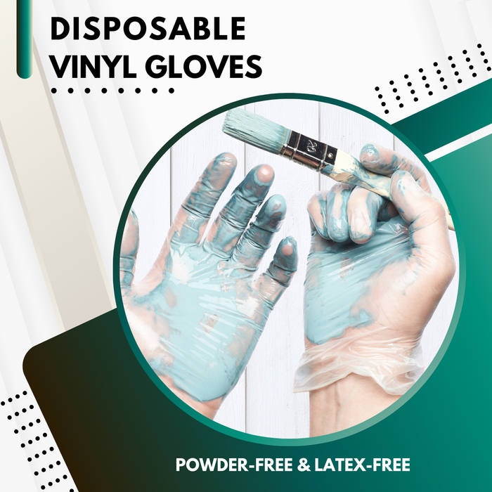 Green Direct Vinyl Gloves, Disposable, Powder-Free, Latex-Free, Clear, Size Large Box of 100 – Durable, Multipurpose Gloves for Everyday Use