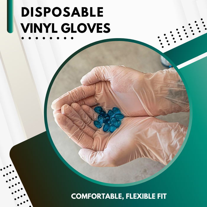 Green Direct Vinyl Gloves, Disposable, Powder-Free, Latex-Free, Clear, Size Large Box of 100 – Durable, Multipurpose Gloves for Everyday Use