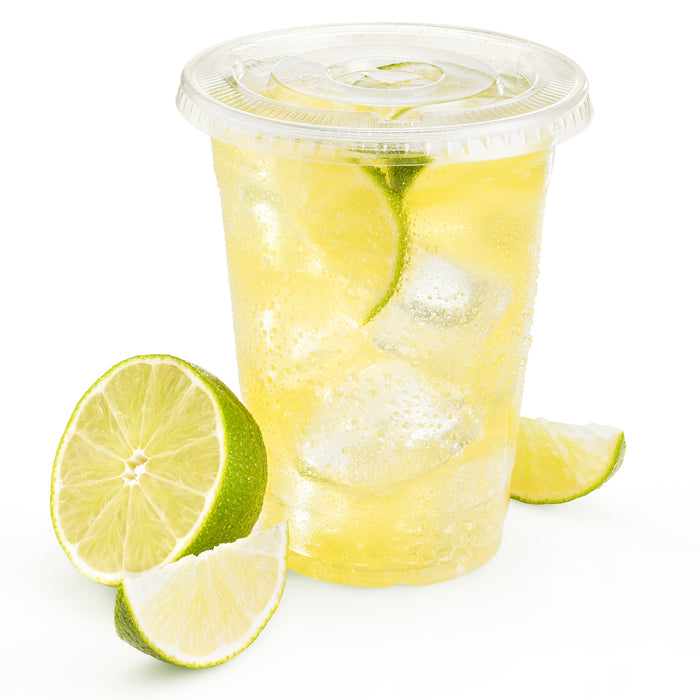 12 oz. Plastic Clear Cups With Flat Lids Pack of 100