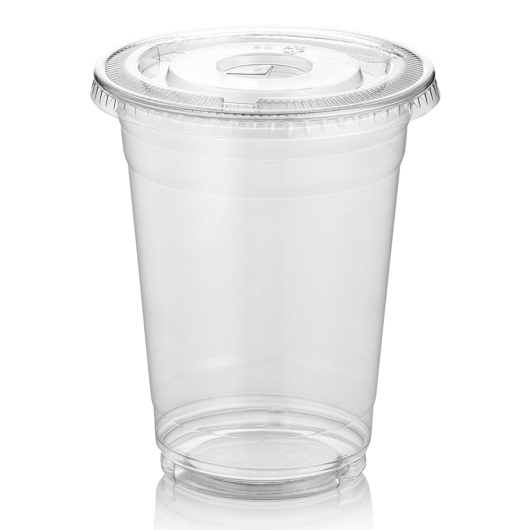 Bulk [16 Oz, 20 Oz, 24 Oz] Clear Plastic Cups with Flat Lids and Straws -  Choose (24 Oz, 250 Ct)