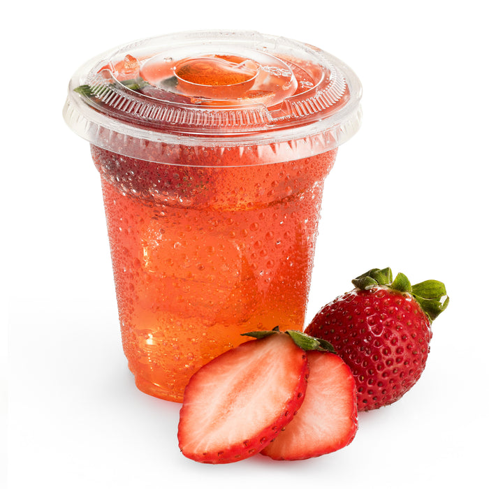 Green Direct 8 oz. Disposable Clear Plastic Cups With Lids | Iced Coffee Cups For Bubble Boba Ice Tea | Cup and Flat Lid For Cold Drinking & Smoothie 100 Sets