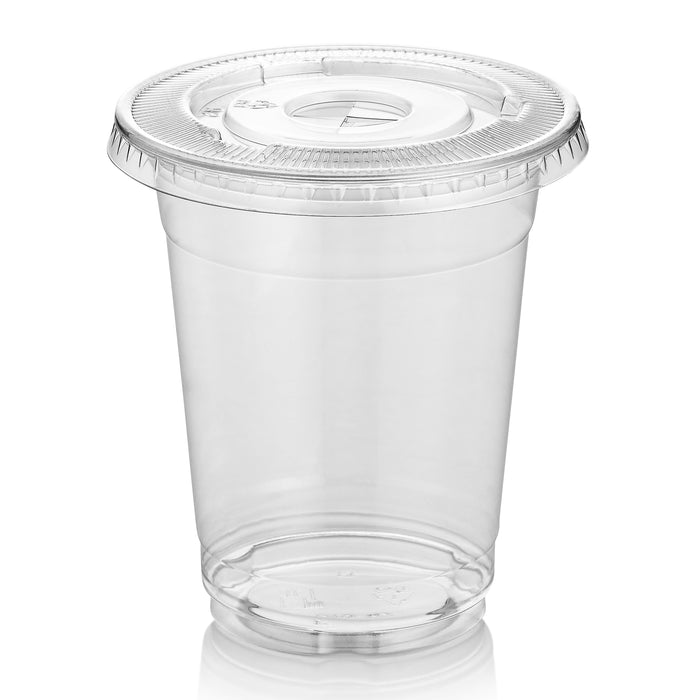 9 oz. Plastic Clear Cups With Flat Lids Pack of 100